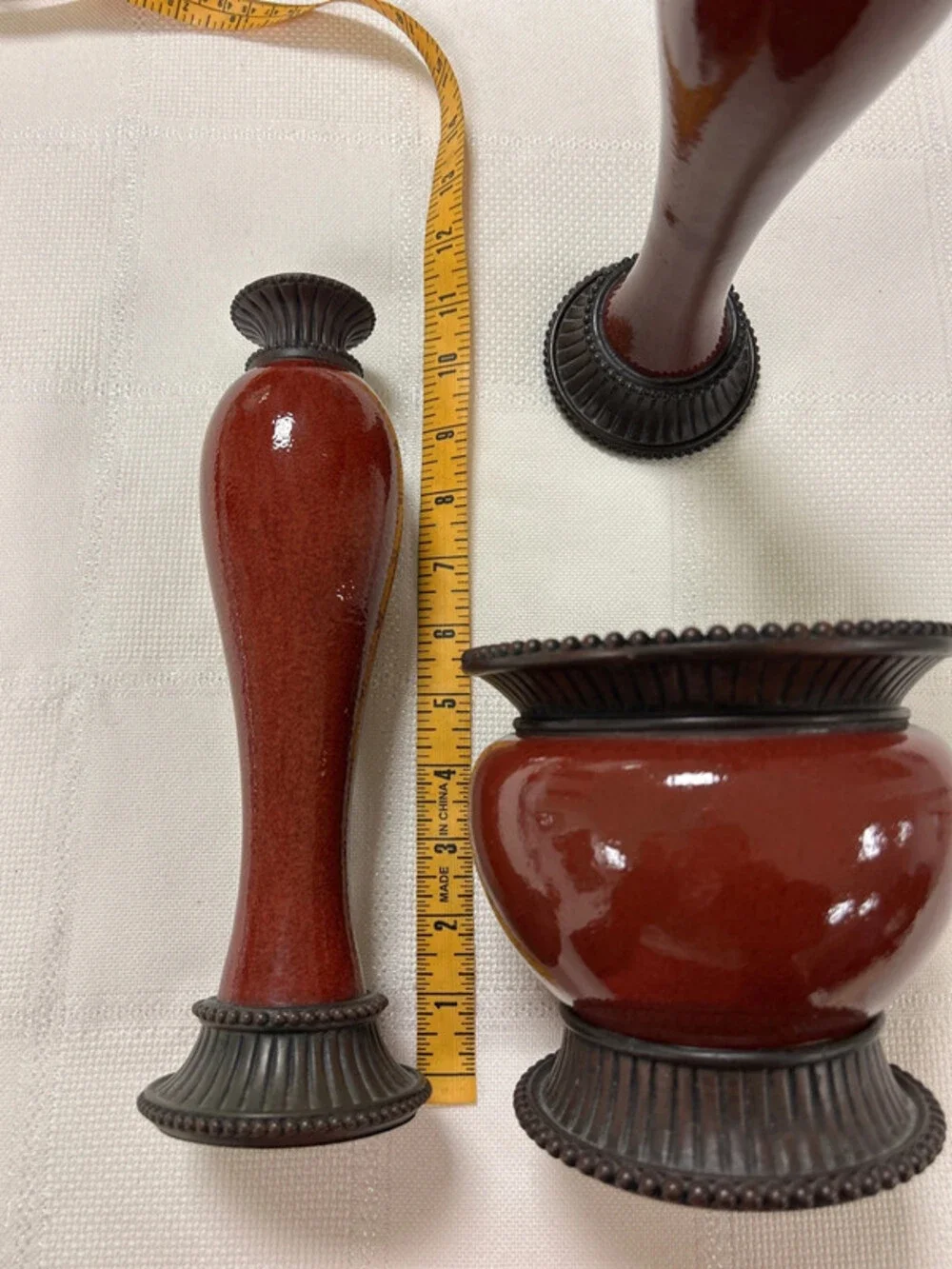 Party Lite moroccan spice rusty red ceramic candle holders set of three - Picture 9 of 9